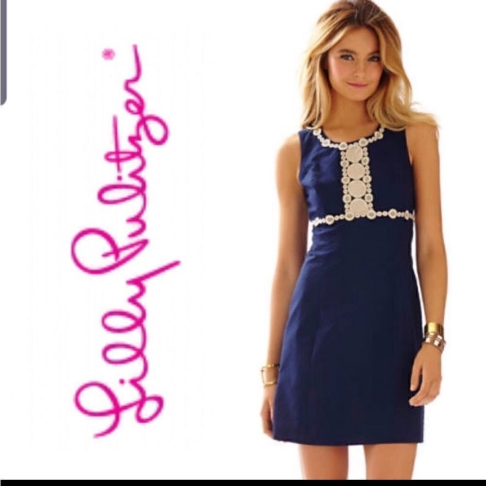 Lilly Pulitzer rosie lace detail shift dress sz 2